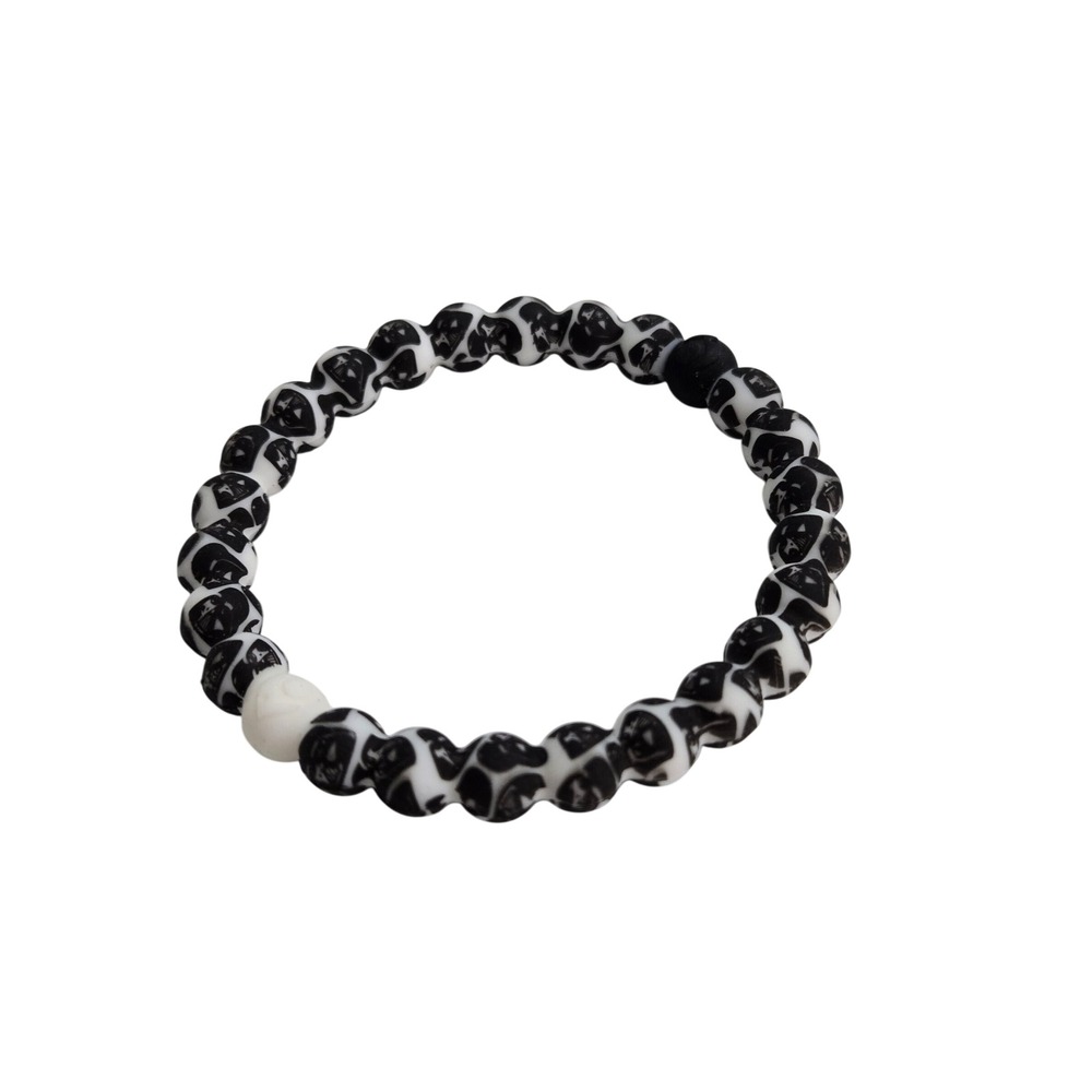 Star Wars Unisex Darth Vader Silicone Bead Stretch Bracelet Black White Small